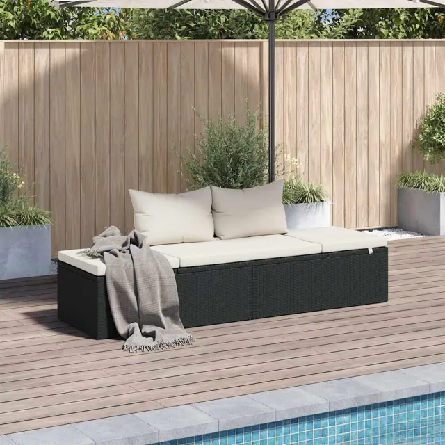 vidaXL Tuinbed 195x60 cm poly rattan zwart, foto 2
