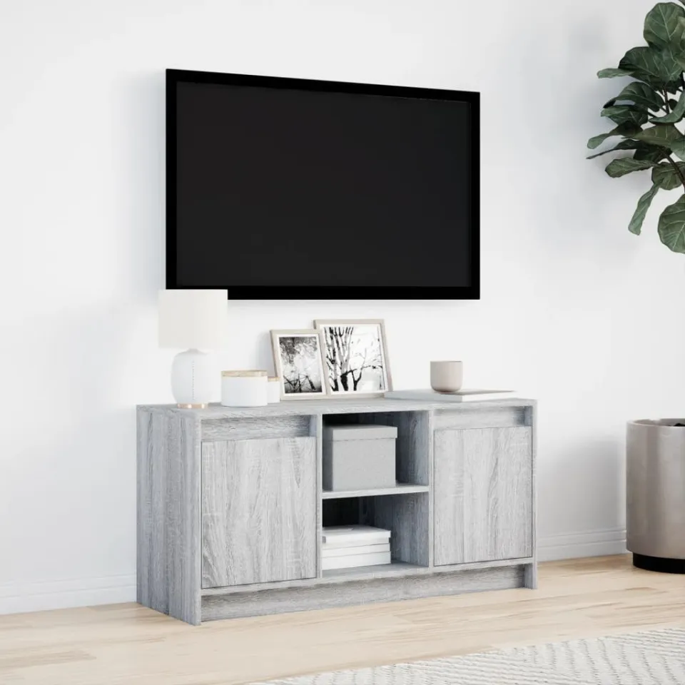 vidaXL Tv-meubel met LED 100x34x50 cm bewerkt hout grijs sonoma eiken, foto 3