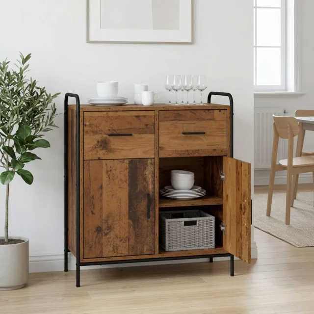 vidaXL Dressoir Oud hout 97 x 33 x 81 cm Bewerkt hout Bruin
