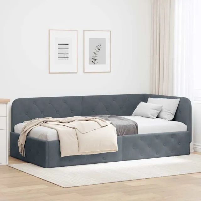 vidaXL Hoekbedframe Donkergrijs 100 x 200 cm fluweel