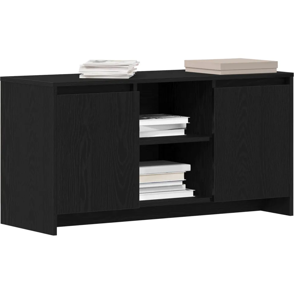 vidaXL TV-kast 102 x 37,5 x 52,5 cm Zwart Eiken Bewerkt hout