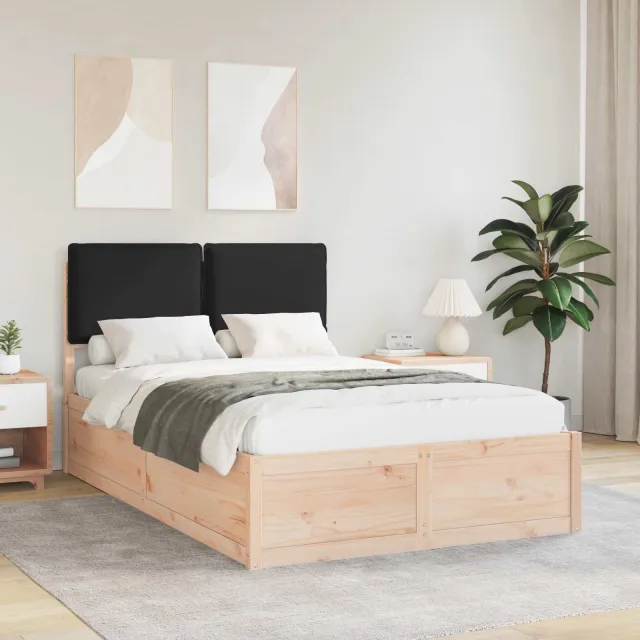 vidaXL Bedframe met Gevoerd Hoofdgedeelte Zwart 120 x 200 cm