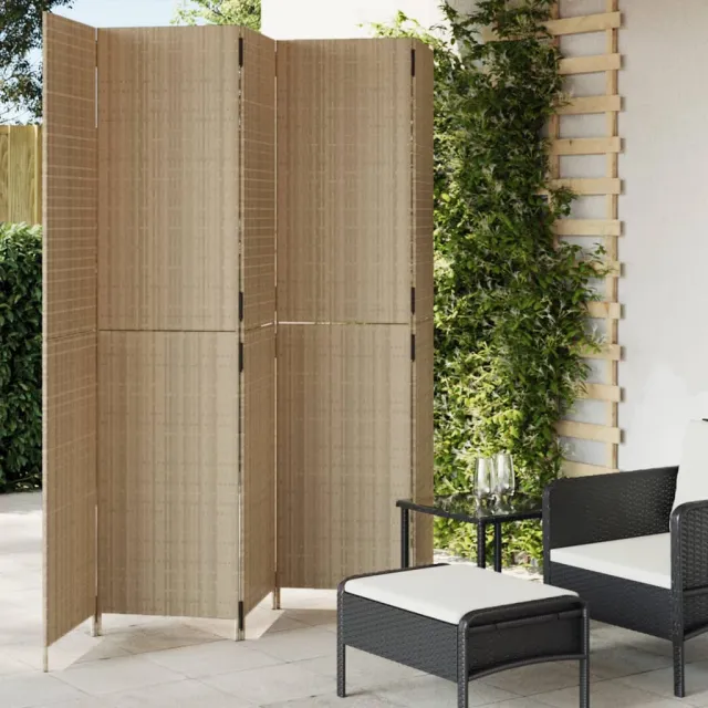 vidaXL Kamerscherm 5 panelen poly rattan beige, foto 2