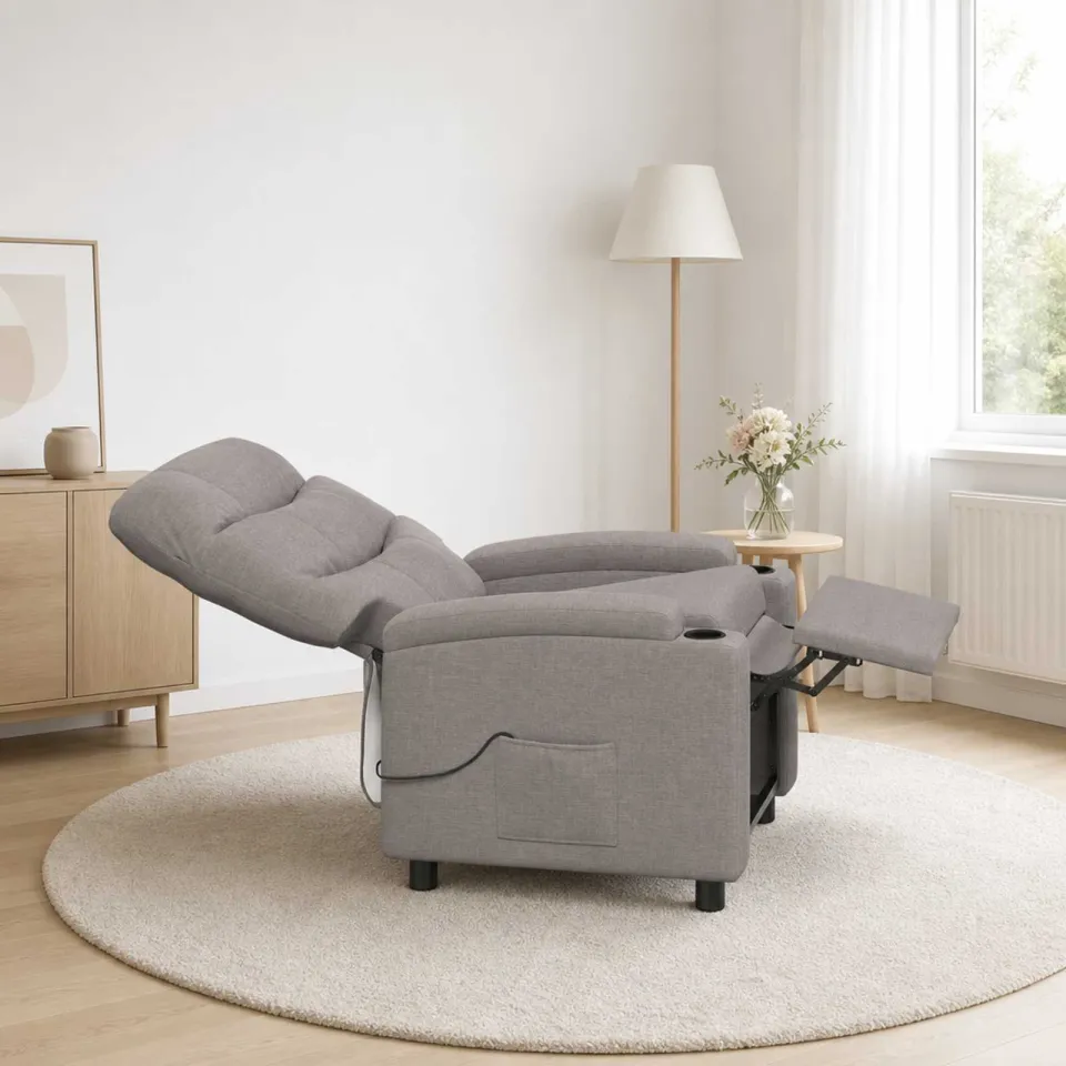 vidaXL Massage-relaxstoel Taupe 75 x 93 x 102 cm Stof, foto 4