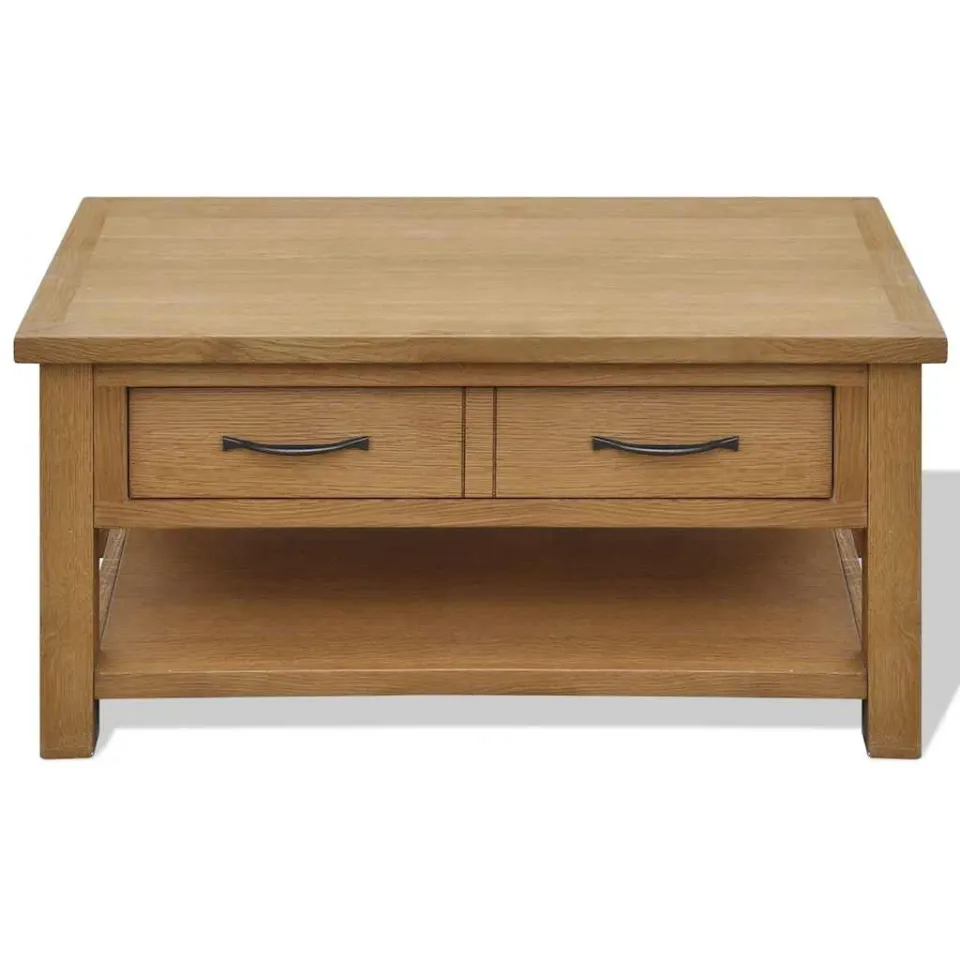 vidaXL Salontafel 88x53x45 cm massief eikenhout, foto 2