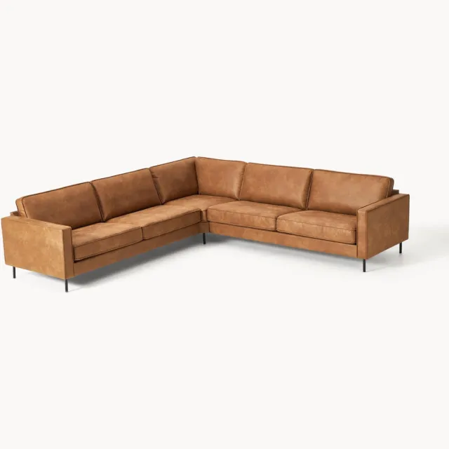 Westwing Collection XL leren hoekbank Hunter Bruin