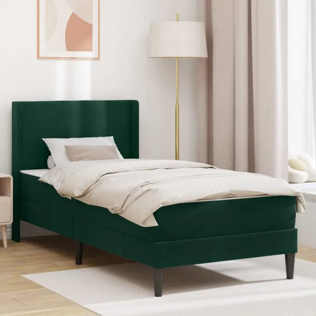 vidaXL Bedframe met matras Donkergroen 90 x 190 cm fluweel