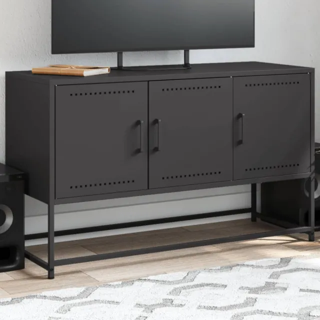 vidaXL Tv-meubel 100,5x39x60,5 cm staal zwart, foto 2