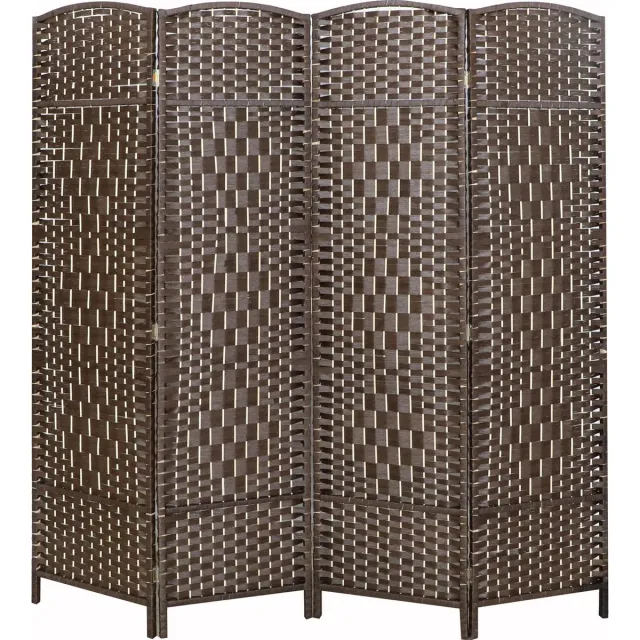 LW collection Kamerscherm donkerbruin / rotan / rieten kamerschermen 4 panelen - scheidingswand bruin 170x160cm - paravent kant en klaar Donkerbruin4
