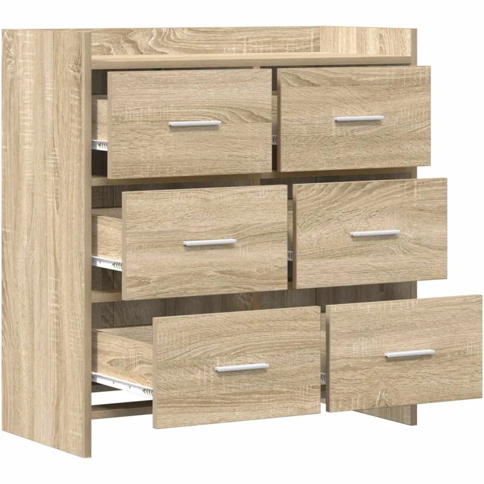 vidaXL Dressoir Sonoma Eiken 75 x 33 x 80 cm Bewerkt hout, foto 4
