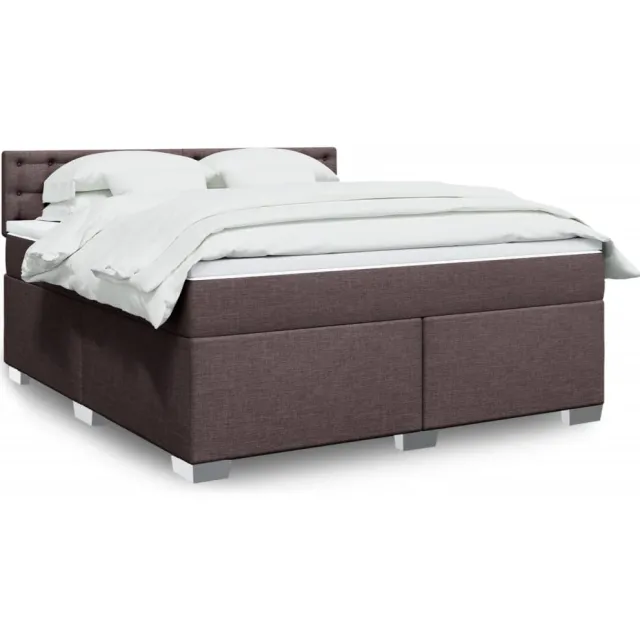 vidaXL Boxspring met matras stof donkerbruin 180x200 cm bruin