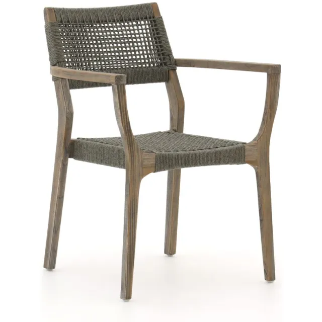 ROUGH Furniture ROUGH-L Rope/ROUGH-S 160cm dining tuinset 5-delig stapelbaar bruin, foto 4