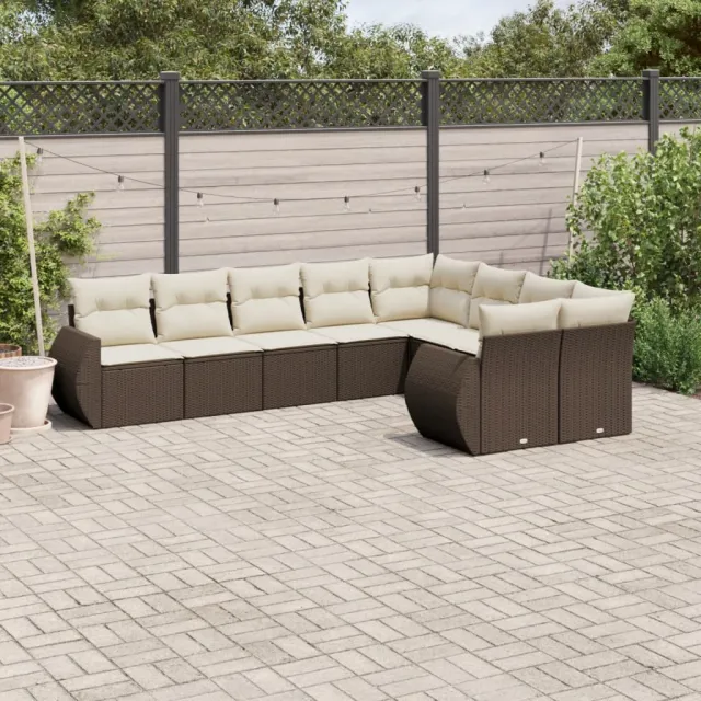 vidaXL 9-delige Loungeset met kussens poly rattan bruin, foto 2