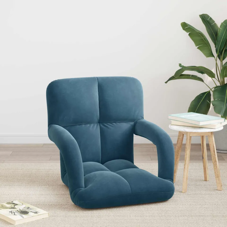 vidaXL Verstelbare vlo stoelen Blauw Fluweel, foto 3