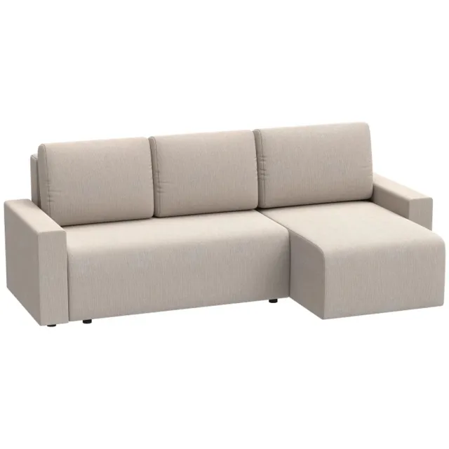 ZYLARO Slaapbank - Hoekbank Met Slaapfunctie En Omkeerbare Chaise Longue - L-vormige 3-zitsbank - Velours Bekleding - Beige