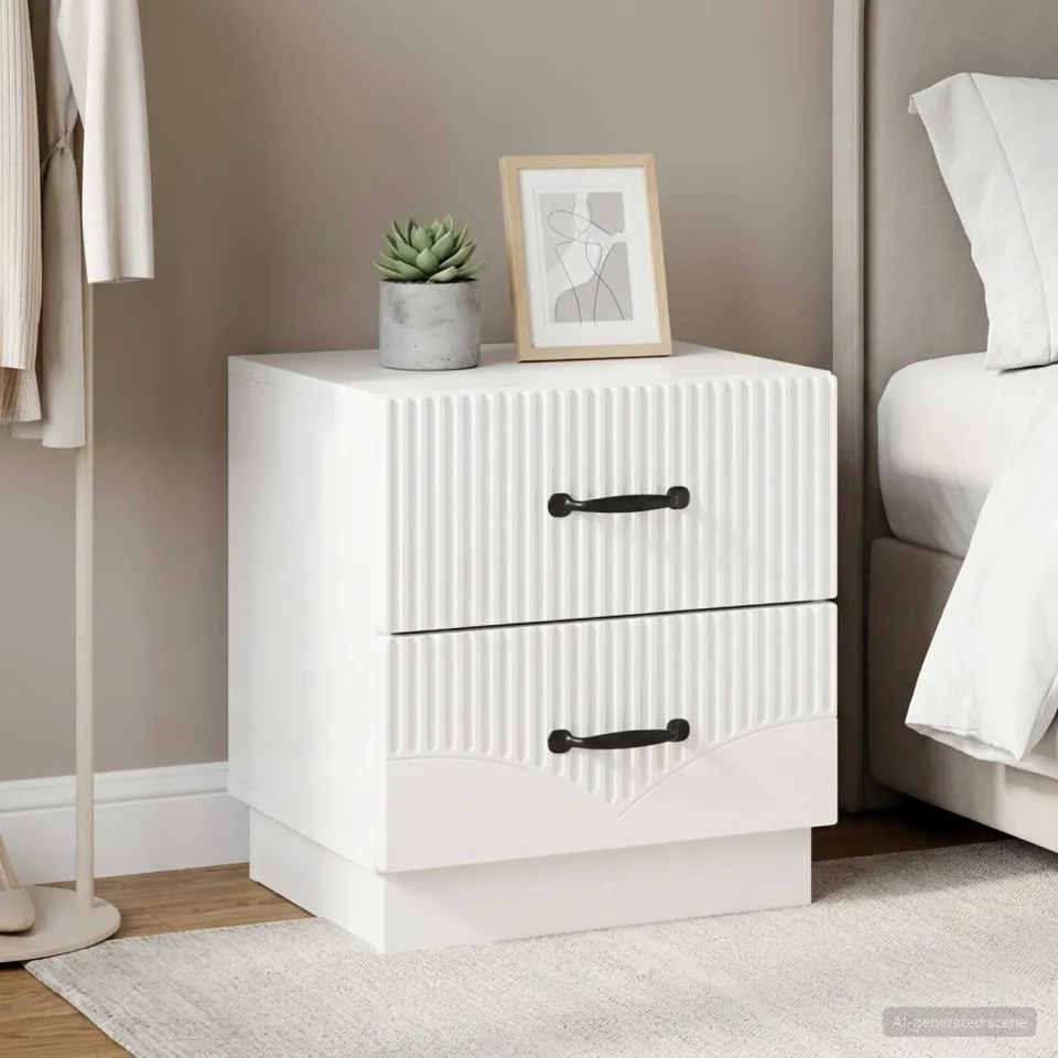 vidaXL Nachtkastje 2 st Hoogglans Wit 43 x 34,5 x 44,5 cm Bewerkt hout, foto 4