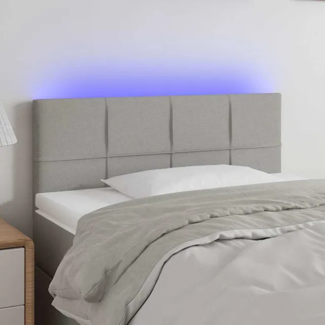 vidaXL Hoofdbord LED 90x5x78/88 cm stof lichtgrijs grijs