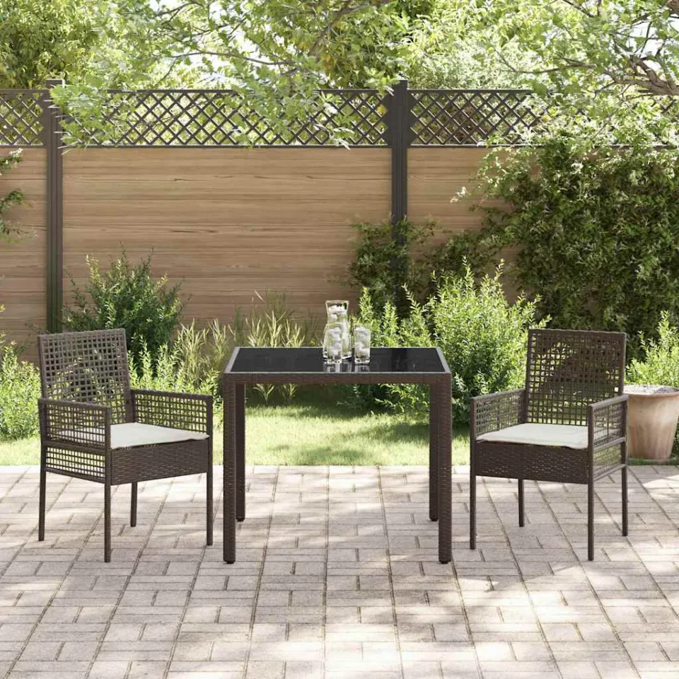 vidaXL Tuin eettafelset 3 st Bruin poly rattan, foto 3