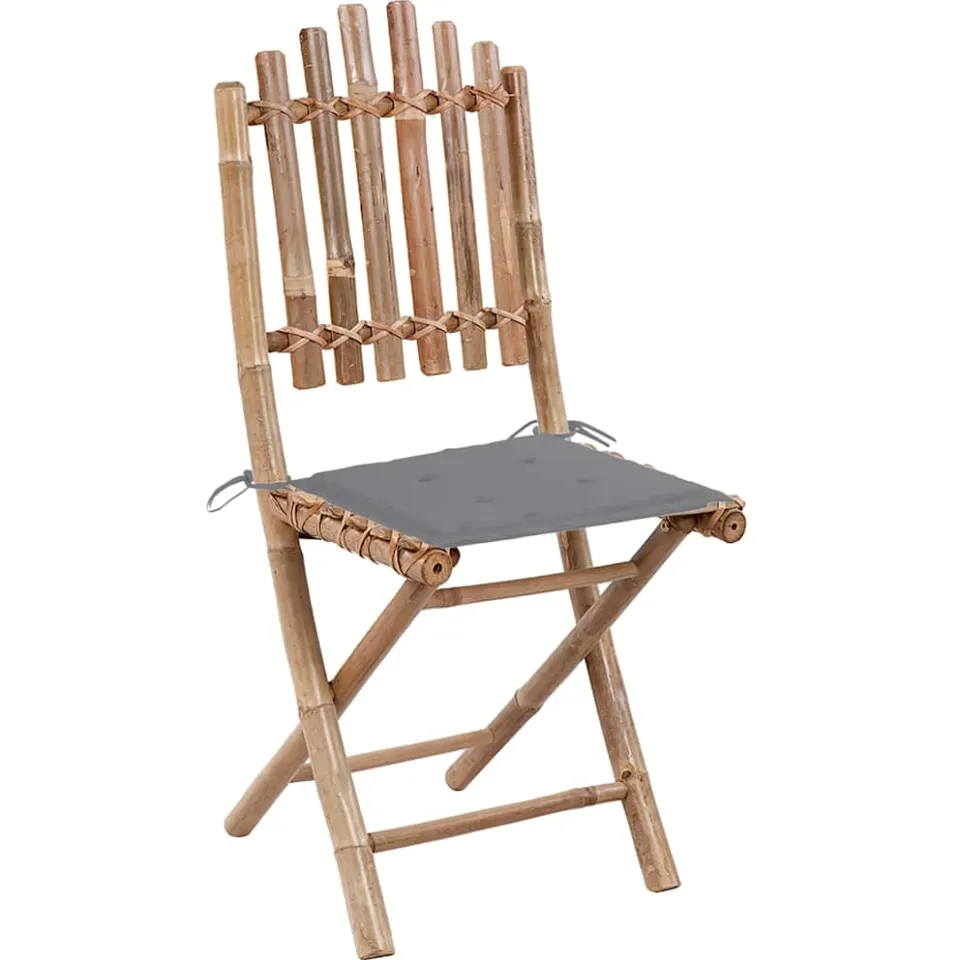 vidaXL 5-delige Tuinset inklapbaar met kussens bamboe grijs, foto 3