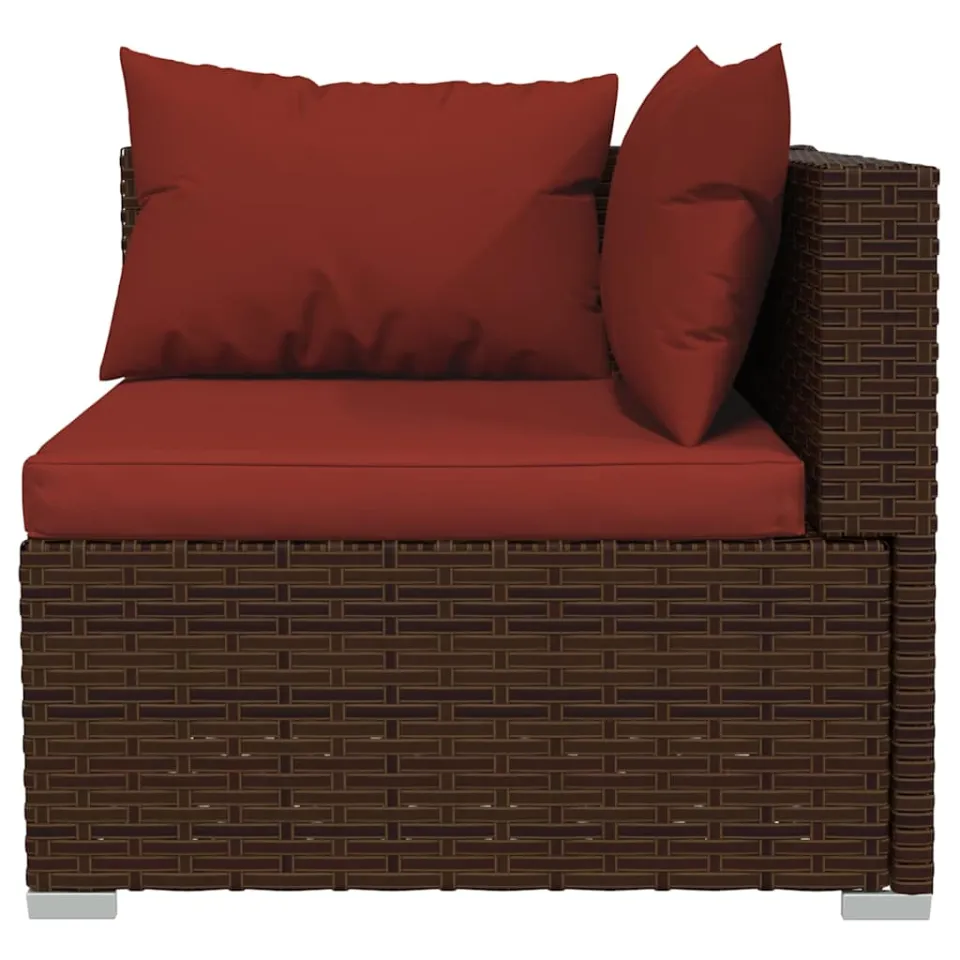 vidaXL 14-delige Loungeset met kussens poly rattan bruin, foto 4