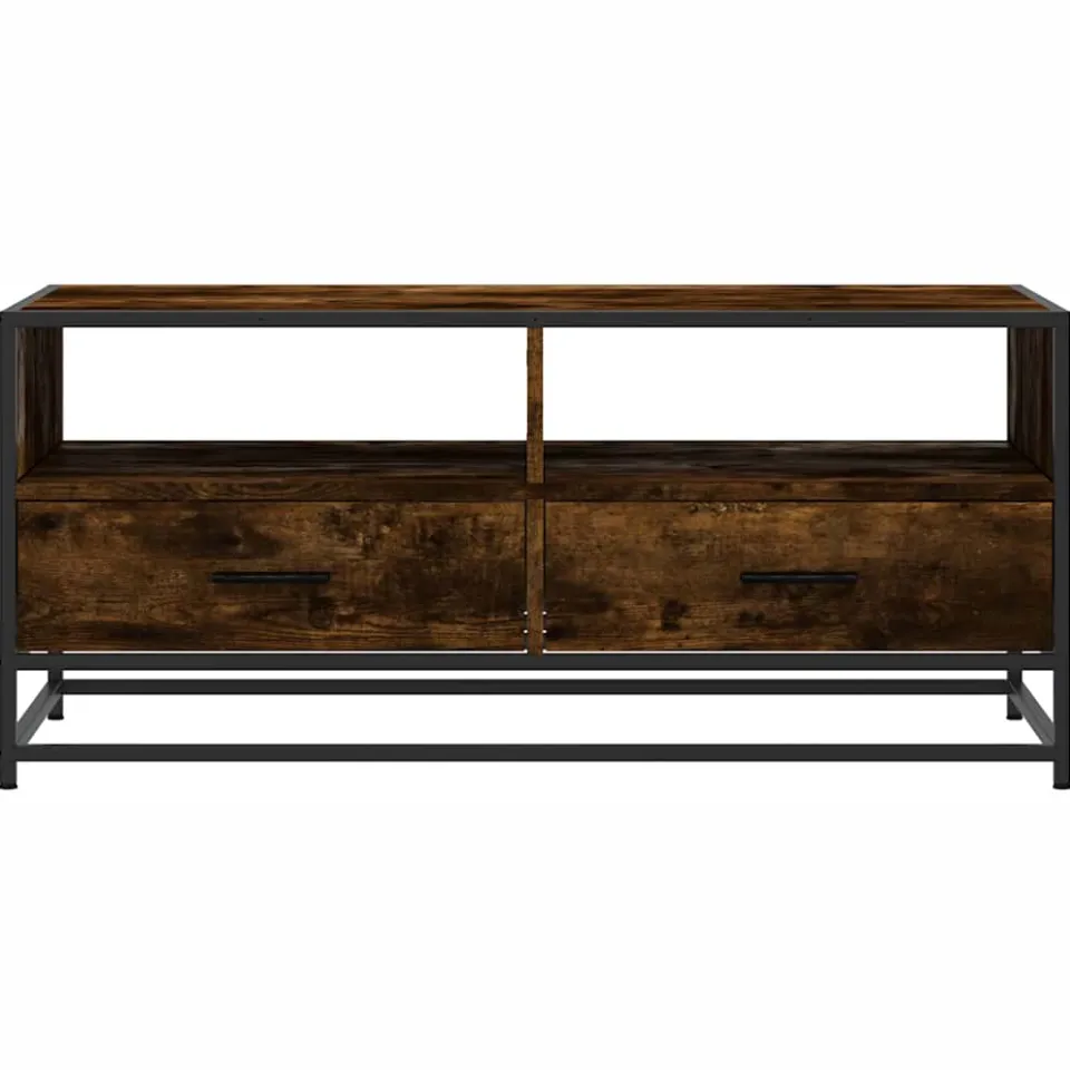 vidaXL Salontafel 100x50x45 cm bewerkt hout en metaal gerookt eiken, foto 4