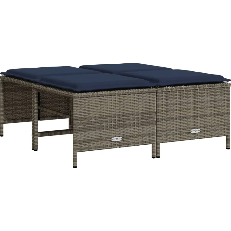 vidaXL Tuinstoelen met kussens 4 stuks grijs polyrotan, foto 3