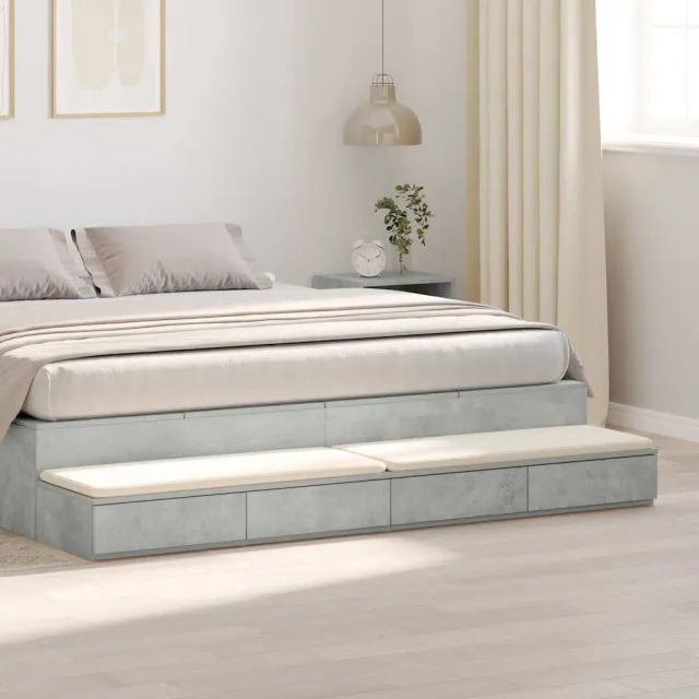 vidaXL Bedlades Beton Grijs 180 x 36,5 x 16,5 cm Bewerkt hout, foto 2