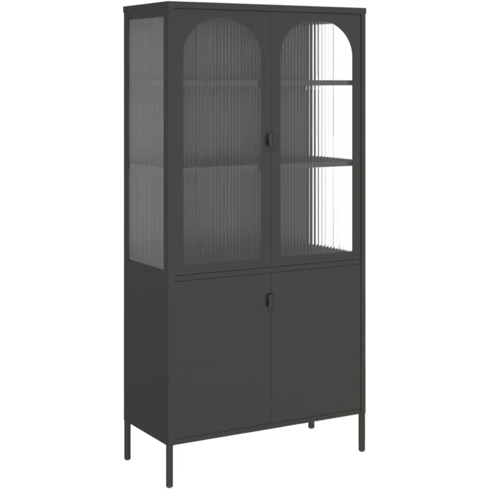 vidaXL Hoge kast 90x40x180 cm glas en staal zwart