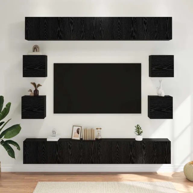 vidaXL Tv-meubelset 8 st 100 x 30 x 30 cm Zwart eiken, foto 2