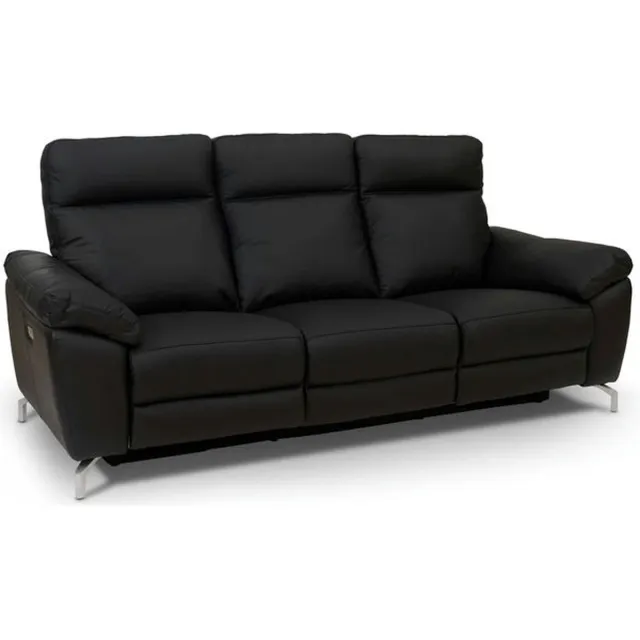 G***-M 3-Zits Bank Zwart - Metaal/Leer - 222x96x101cm - Selesta