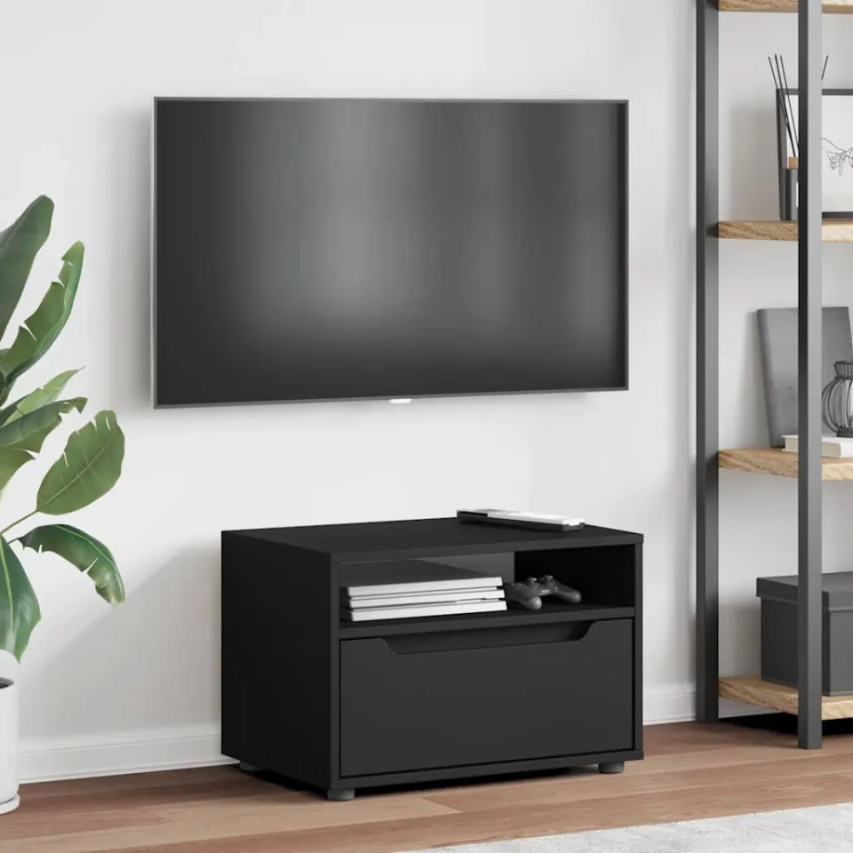 vidaXL Tv-meubel VISNES 60x40x38 cm bewerkt hout zwart, foto 2