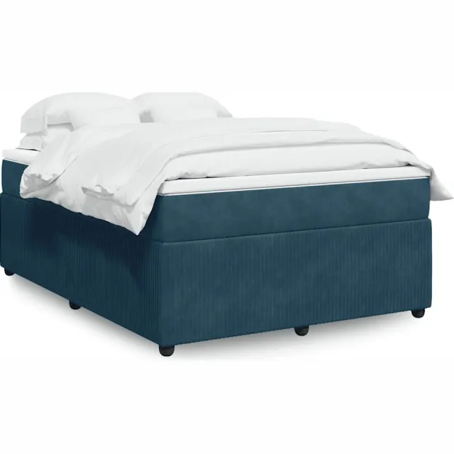 vidaXL Boxspring met matras fluweel donkerblauw 140x190 cm blauw