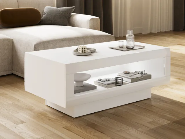 Mobistoxx Salontafel rechthoekig TULIO wit/hoogglans wit