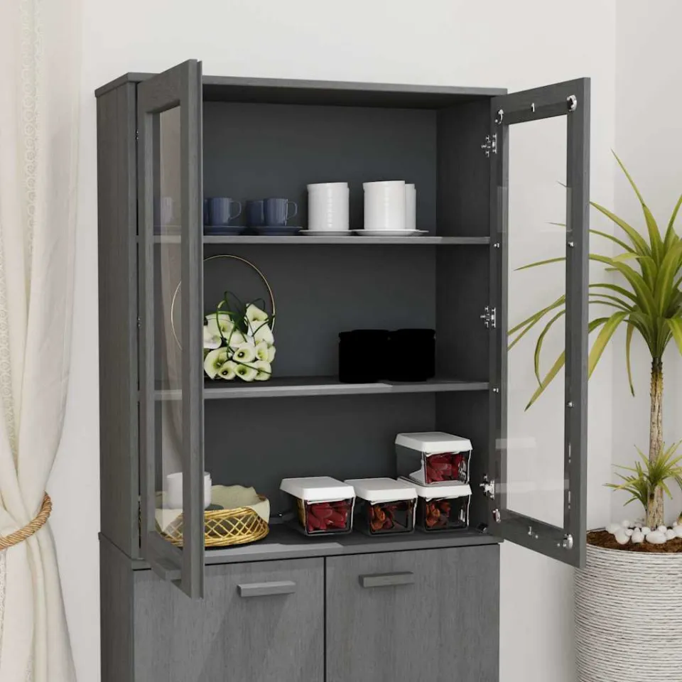 vidaXL Opzetkast HAMAR 85x35x100 cm massief grenenhout donkergrijs grijs, foto 3