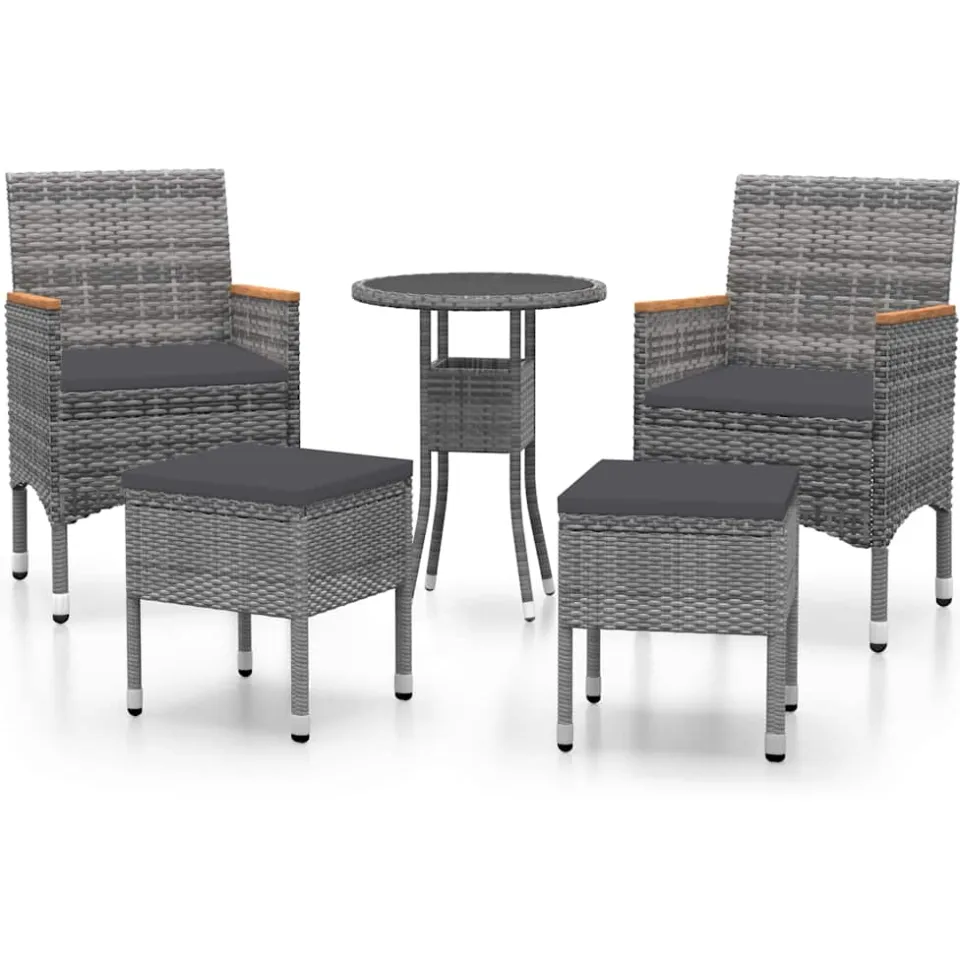 vidaXL 5-delige Loungeset poly rattan grijs, foto 3