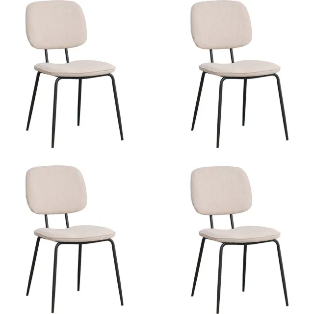 Bronx71 Scandinavische eetkamerstoel Ivar gerecyclede stof beige - Eetkamerstoelen set van 4 - stoel