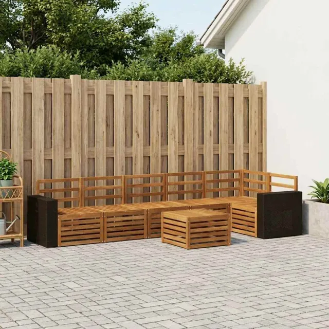 vidaXL Buiten bankenset 7 st 6-zits Naturel Massief Acaciahout