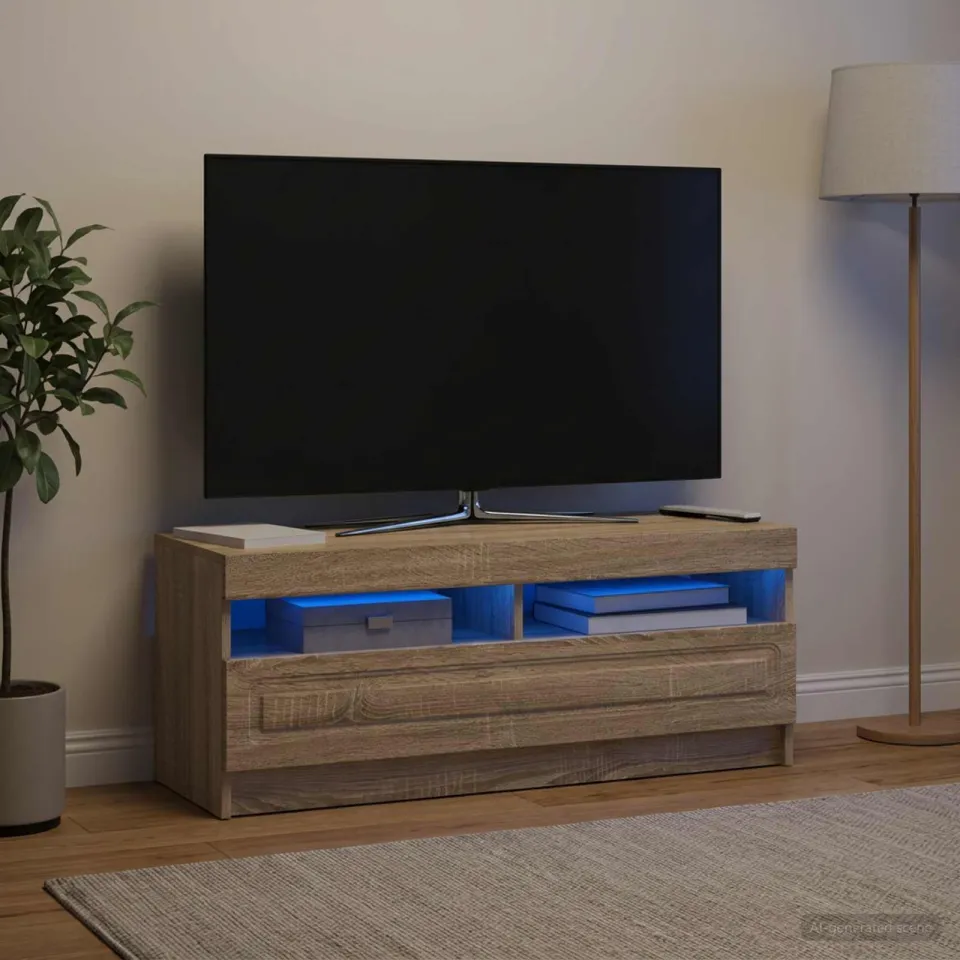 vidaXL LED tv-meubel Sonoma Eiken Bewerkt hout, foto 4