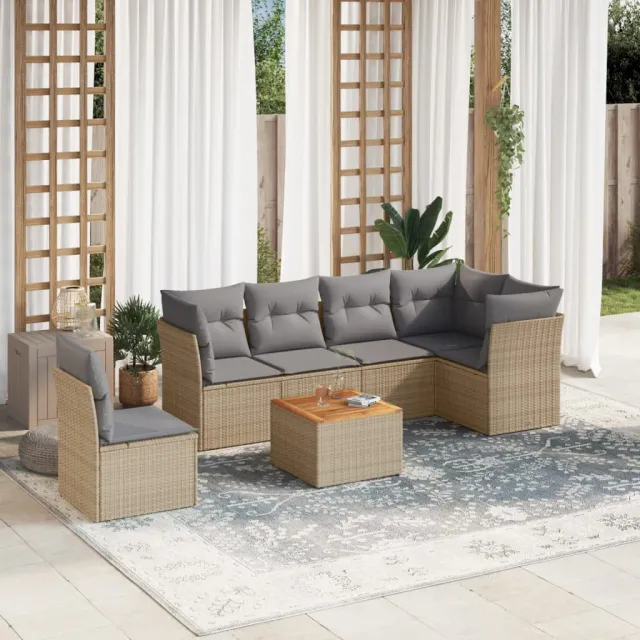 vidaXL Patio Sofa Set 6-zits Beige mix en grijs, foto 2