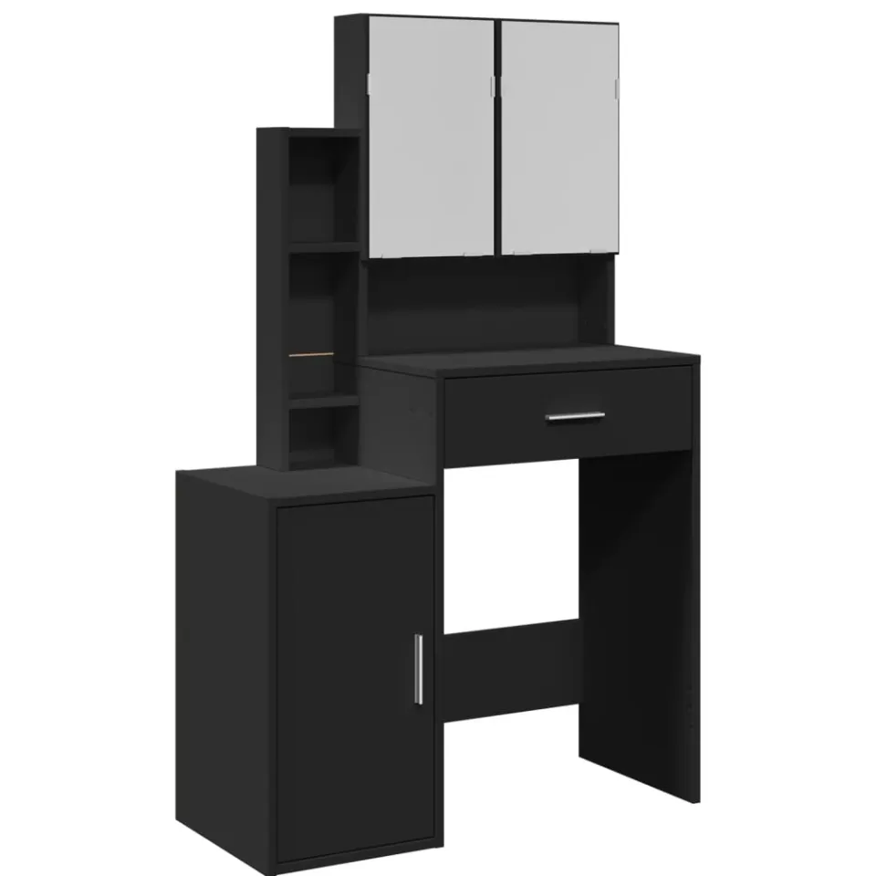 vidaXL Kaptafel met kastje 80x35x132 cm zwart
