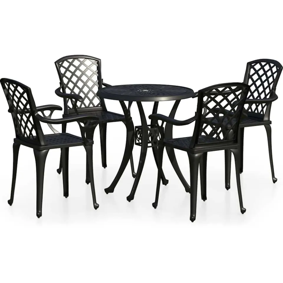 vidaXL 5-delige Bistroset gietaluminium zwart, foto 3