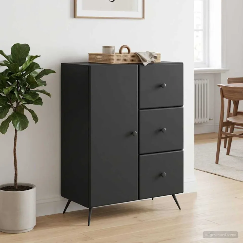 vidaXL Dressoir Zwart 66 x 34,5 x 90 cm Bewerkt hout, foto 3