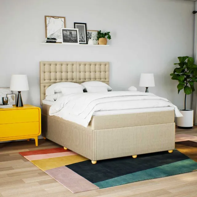 vidaXL Boxspring met matras stof crèmekleurig 160x200 cm