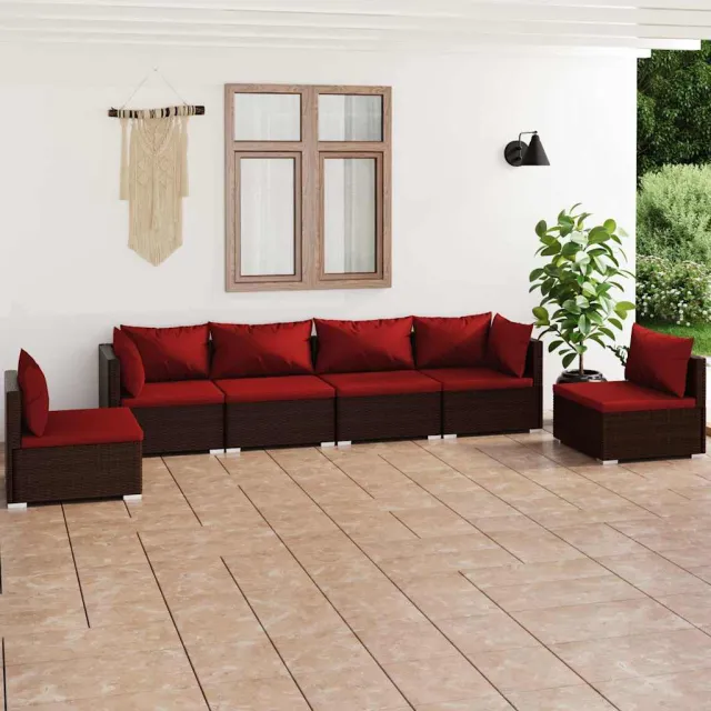 vidaXL 6-delige Loungeset met kussens poly rattan bruin, foto 2