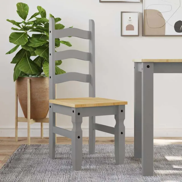 vidaXL Eetkamerstoelen 2 st Corona 42x47x107 cm grenenhout grijs, foto 2
