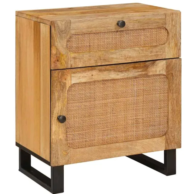 vidaXL Nachtkastje Naturel 50 x 33 x 60 cm Massief Mango Hout Bruin