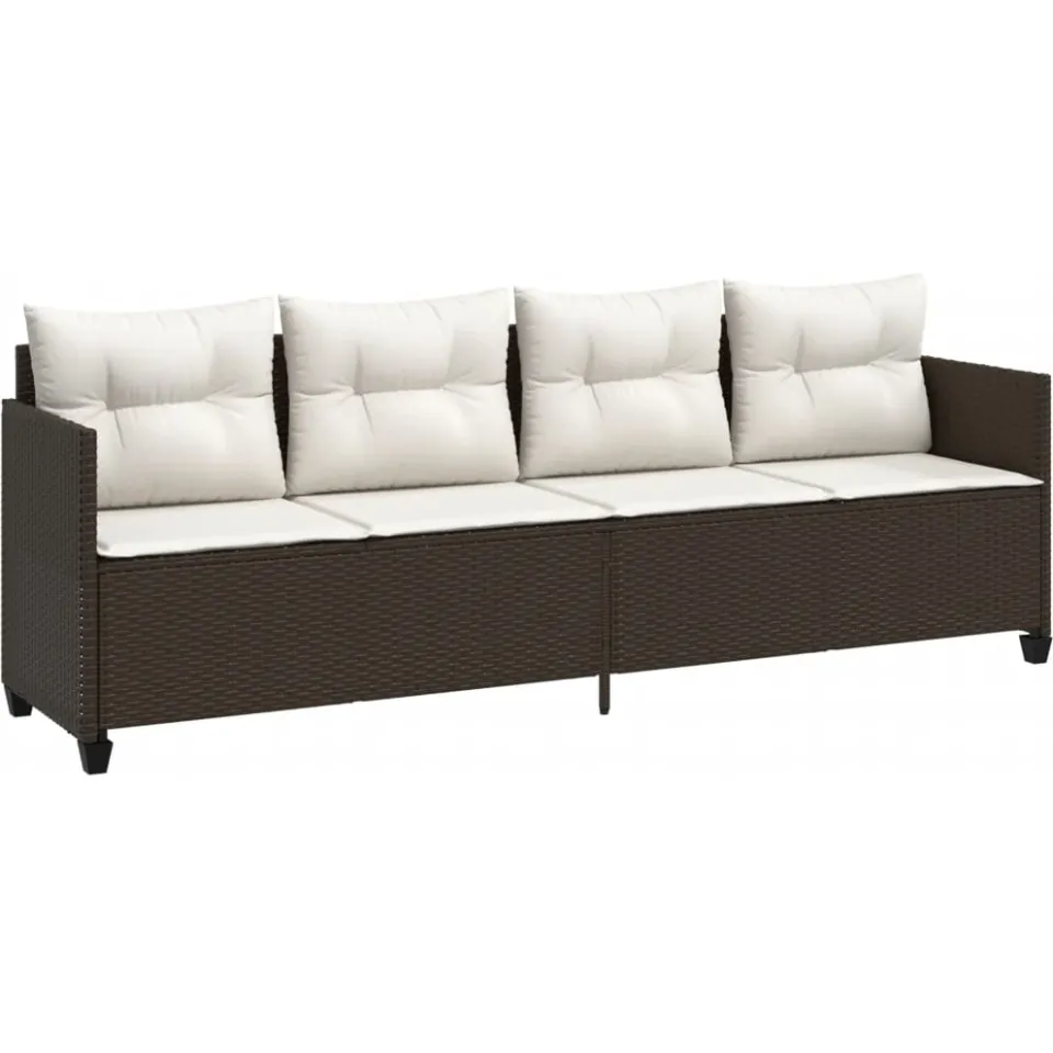 vidaXL 5-delige Loungeset met kussens poly rattan bruin
