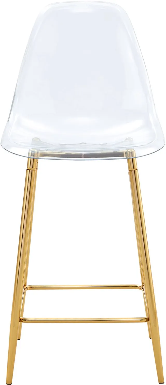 SONNENH Transparante barkrukken set van 2 - Kunststof zitting met rug - goudkleurig metalen frame - Zithoogte 65 cm Transparant en goudkleurig