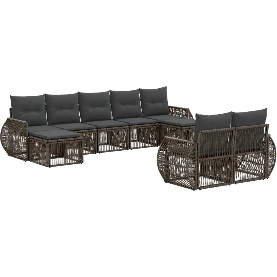 vidaXL Tuinbankenset 9 st 9-zits Grijs en Donkergrijs poly rattan, foto 3