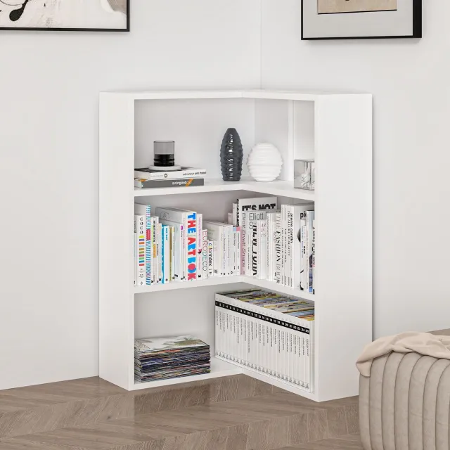 Minar Brandloop ADEL – Hoekboekenkast – 2 Planken – Open Kast – Wit